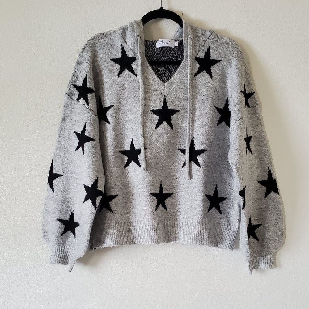 Miracle Chunky Knit Stars Sweater With‎ Hood.